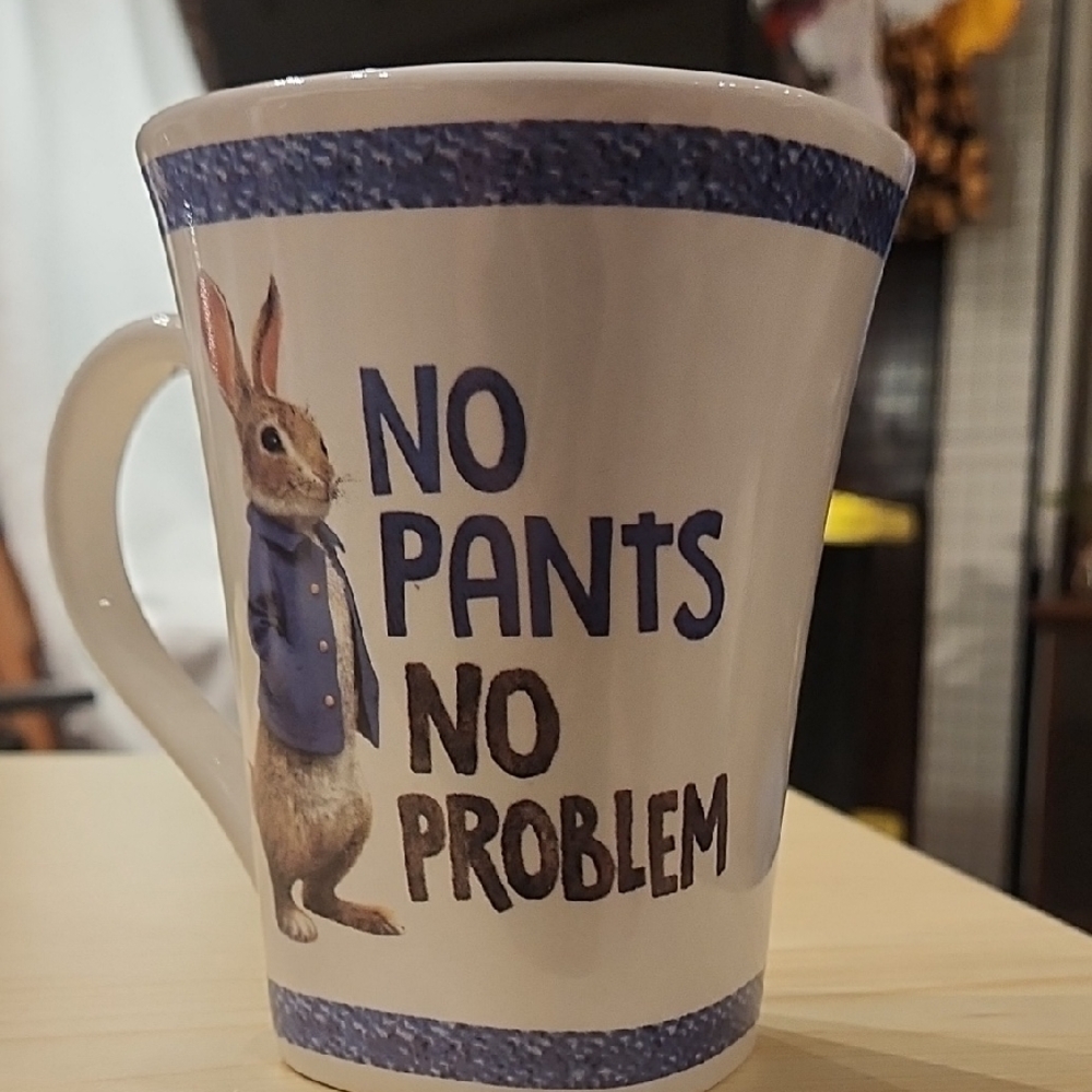 Rabbit Themed Mug with Blue Accents